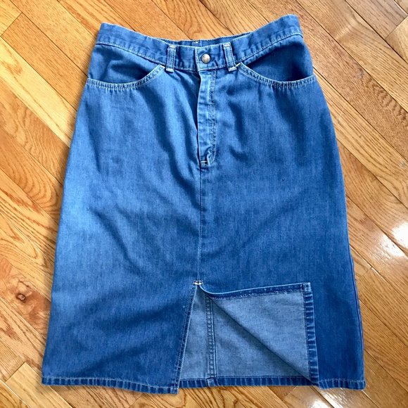 Vtg 70s Levi's High Waisted Orange Tab Denim Skirt - Picture 12 of 12